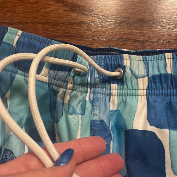 NAUTICA mens swimwear trunks water colors blue 3 functional pockets : netting Lg - Picture 7 of 12